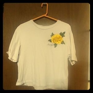 H&M white shirt sleeved flower T Shirt